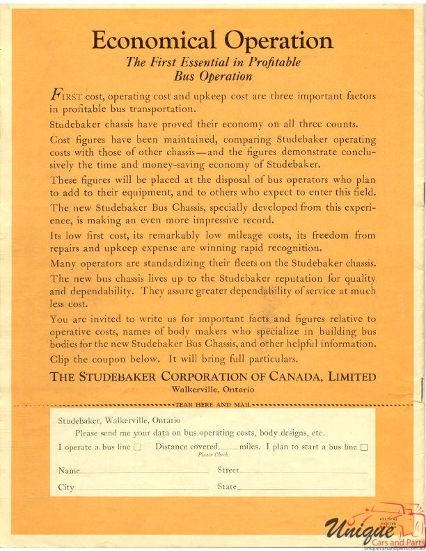 1925 Studebaker Bus Catalogue Page 2